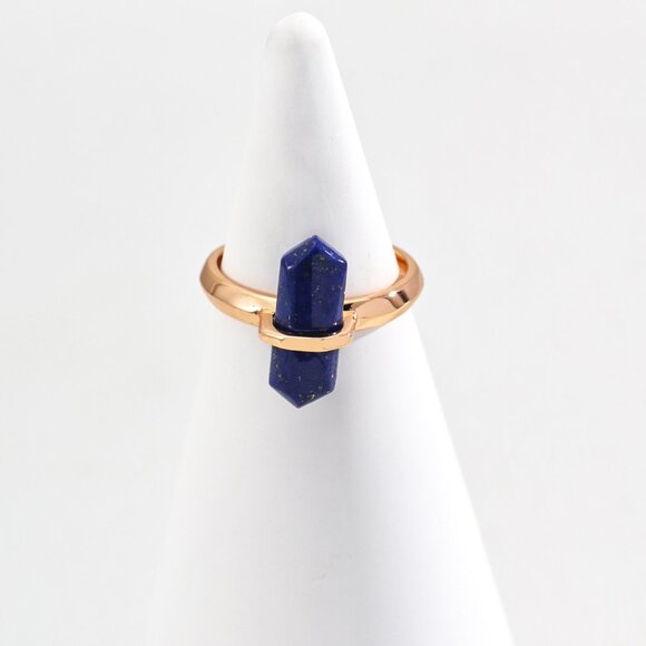 ✨ Artisan Original Lapis Lazuli Crystal Point Ring | S925 Gold Minimalist - Picture 4 of 14